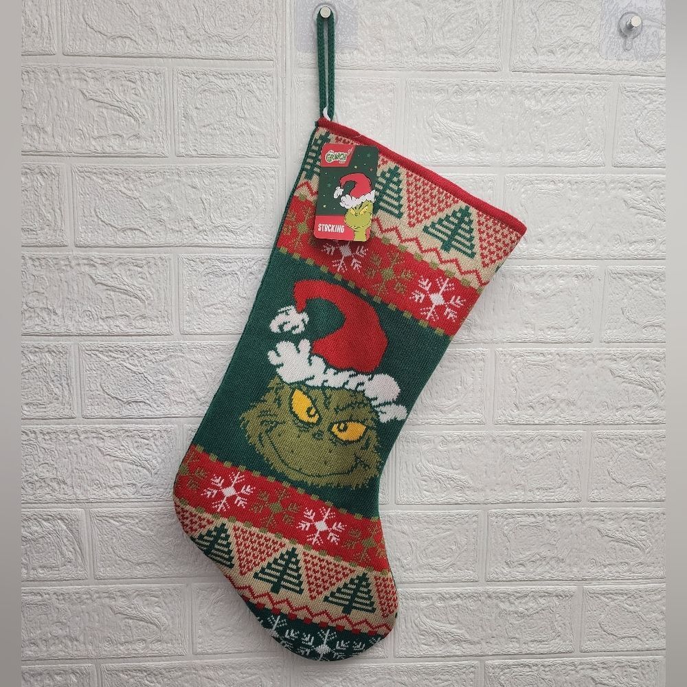Nwt Dr. Seuss The Grinch 2025 Knit Christmas Stocking